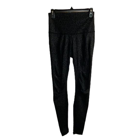 Lululemon High Waist Wunder Under Pants 30" Inseam Black Gray Floral Sz 6-flawed - Picture 1 of 8